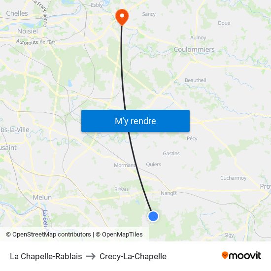 La Chapelle-Rablais to Crecy-La-Chapelle map