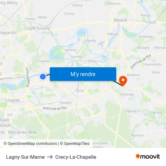 Lagny-Sur-Marne to Crecy-La-Chapelle map