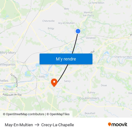 May-En-Multien to Crecy-La-Chapelle map