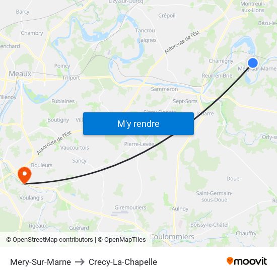 Mery-Sur-Marne to Crecy-La-Chapelle map