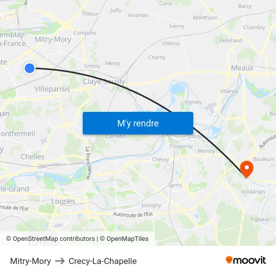 Mitry-Mory to Crecy-La-Chapelle map
