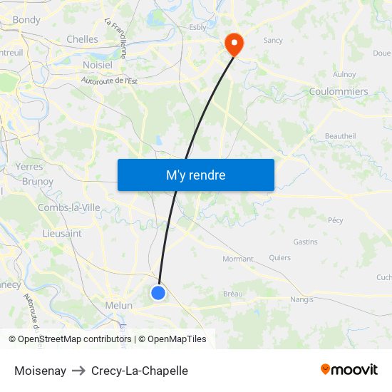 Moisenay to Crecy-La-Chapelle map