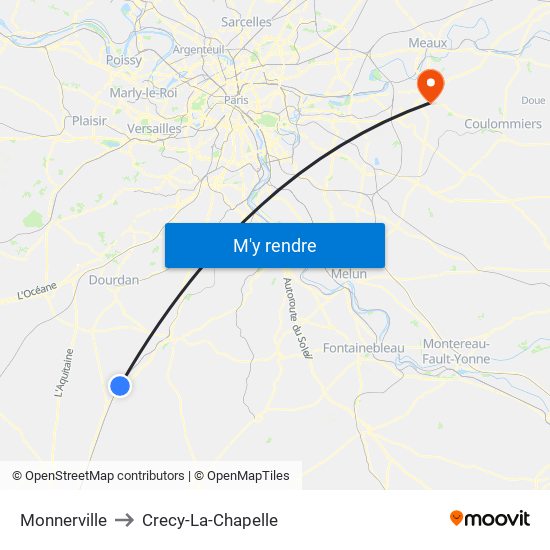 Monnerville to Crecy-La-Chapelle map