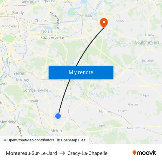 Montereau-Sur-Le-Jard to Crecy-La-Chapelle map