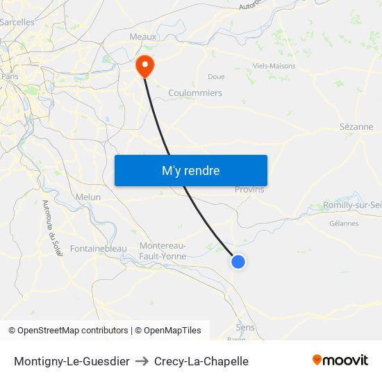 Montigny-Le-Guesdier to Crecy-La-Chapelle map