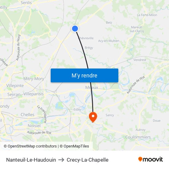 Nanteuil-Le-Haudouin to Crecy-La-Chapelle map