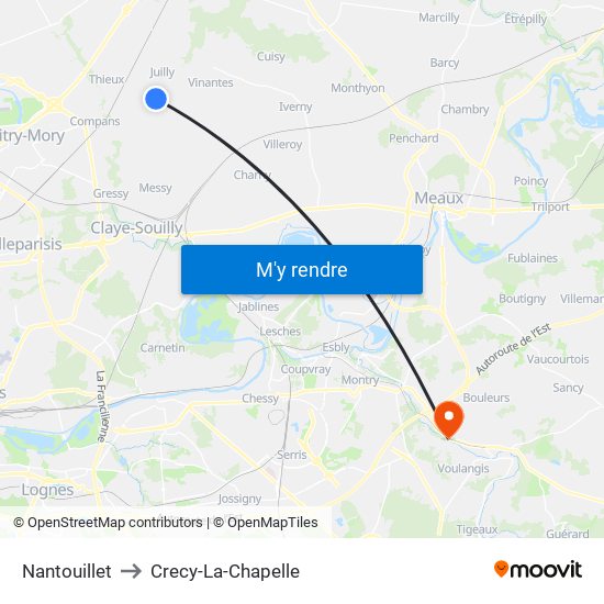 Nantouillet to Crecy-La-Chapelle map