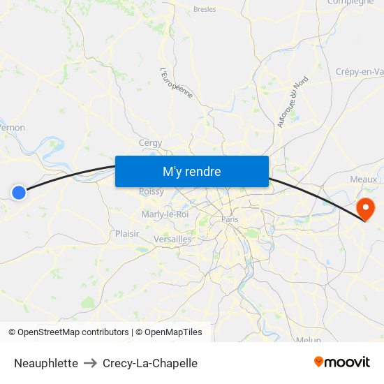 Neauphlette to Crecy-La-Chapelle map