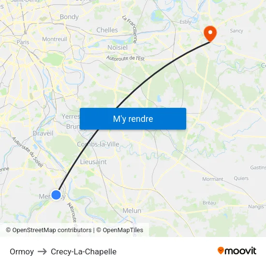 Ormoy to Crecy-La-Chapelle map