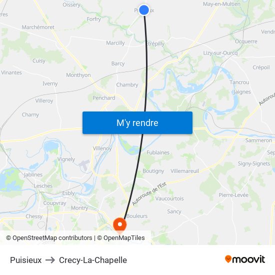 Puisieux to Crecy-La-Chapelle map