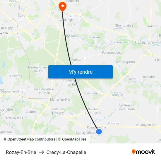 Rozay-En-Brie to Crecy-La-Chapelle map