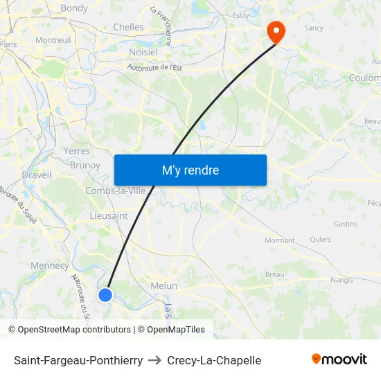 Saint-Fargeau-Ponthierry to Crecy-La-Chapelle map