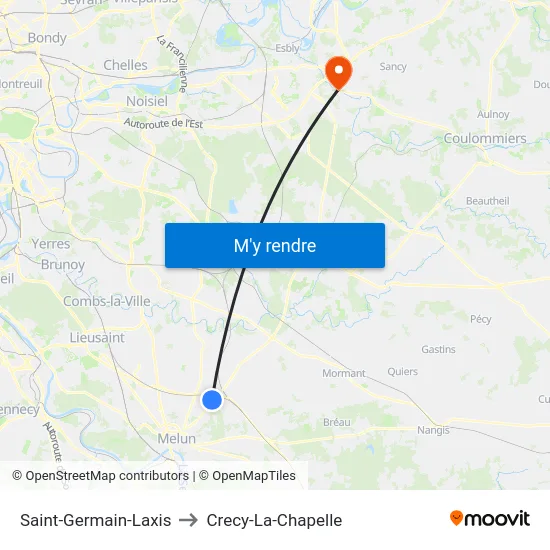 Saint-Germain-Laxis to Crecy-La-Chapelle map