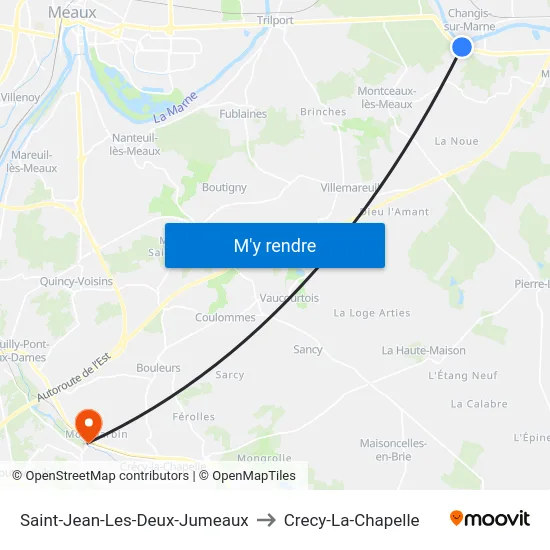 Saint-Jean-Les-Deux-Jumeaux to Crecy-La-Chapelle map