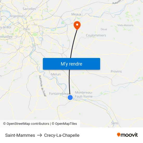 Saint-Mammes to Crecy-La-Chapelle map
