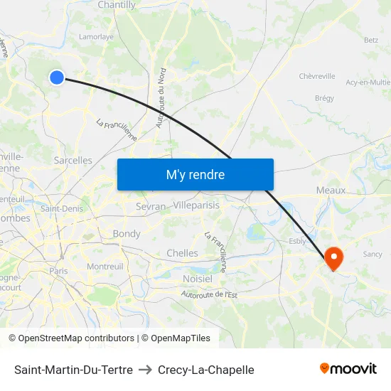 Saint-Martin-Du-Tertre to Crecy-La-Chapelle map