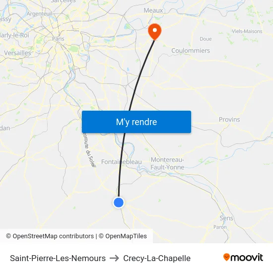 Saint-Pierre-Les-Nemours to Crecy-La-Chapelle map