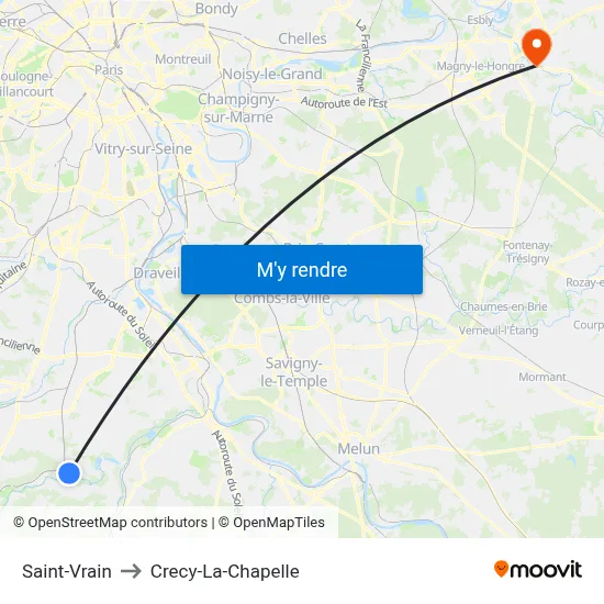 Saint-Vrain to Crecy-La-Chapelle map