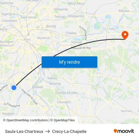 Saulx-Les-Chartreux to Crecy-La-Chapelle map