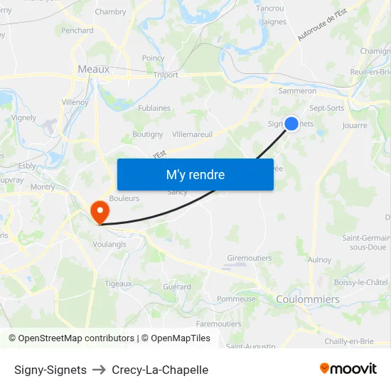 Signy-Signets to Crecy-La-Chapelle map