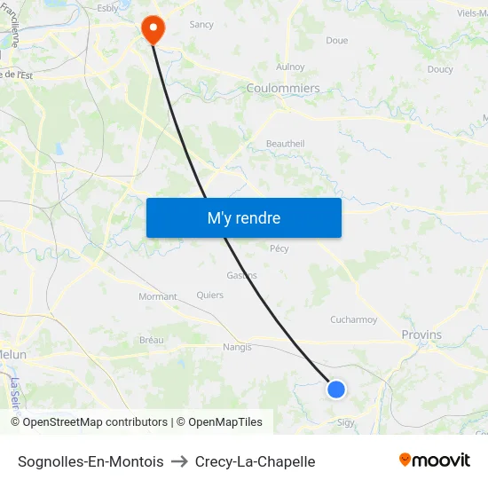 Sognolles-En-Montois to Crecy-La-Chapelle map