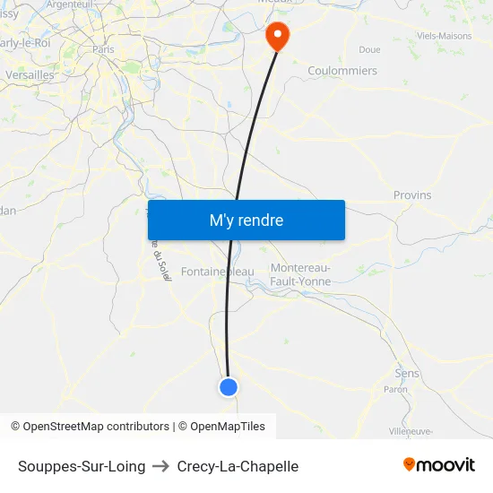 Souppes-Sur-Loing to Crecy-La-Chapelle map