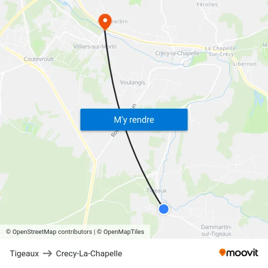 Tigeaux to Crecy-La-Chapelle map