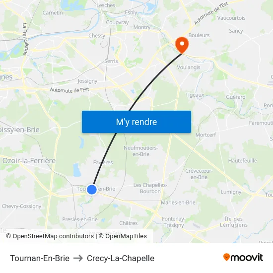 Tournan-En-Brie to Crecy-La-Chapelle map