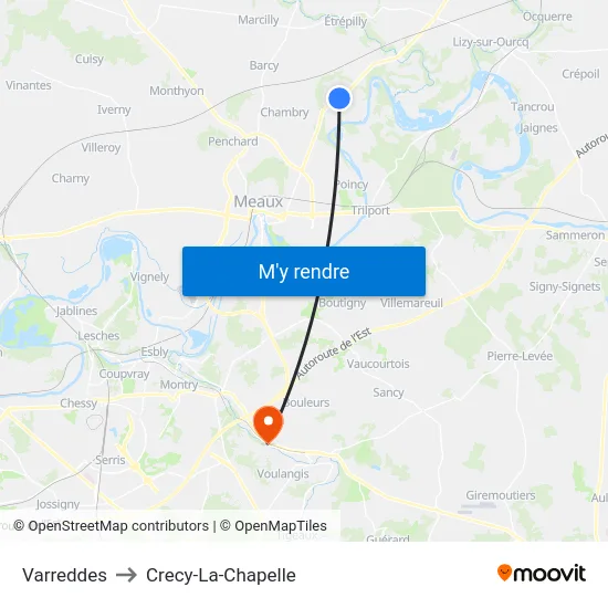 Varreddes to Crecy-La-Chapelle map