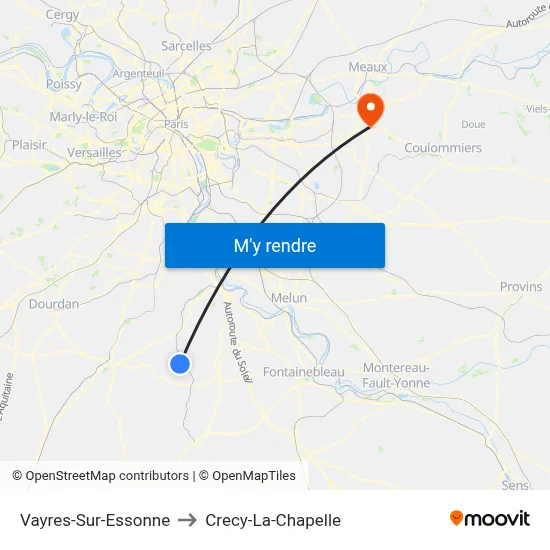 Vayres-Sur-Essonne to Crecy-La-Chapelle map