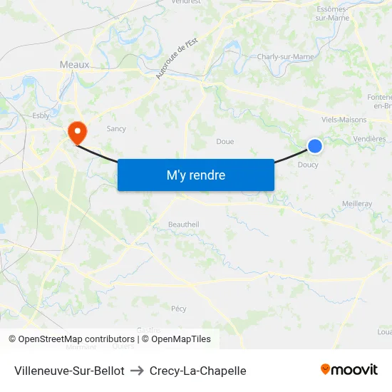 Villeneuve-Sur-Bellot to Crecy-La-Chapelle map