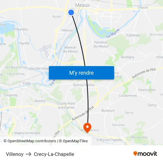 Villenoy to Crecy-La-Chapelle map