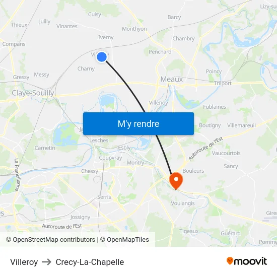 Villeroy to Crecy-La-Chapelle map