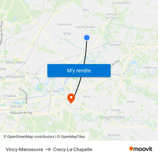 Vincy-Manoeuvre to Crecy-La-Chapelle map