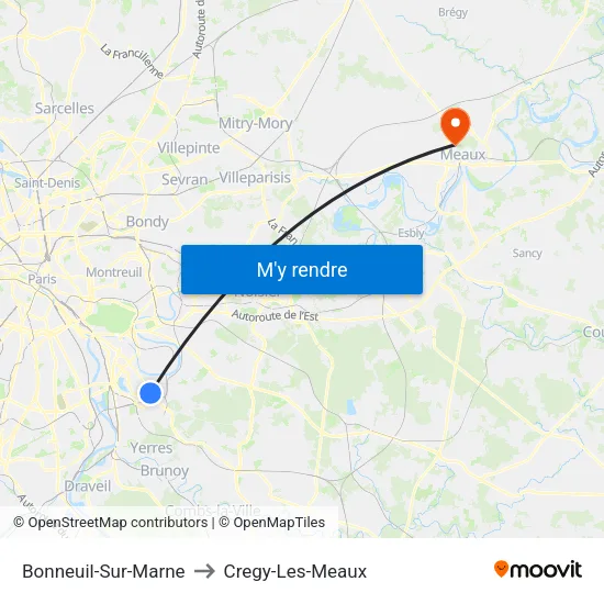 Bonneuil-Sur-Marne to Cregy-Les-Meaux map