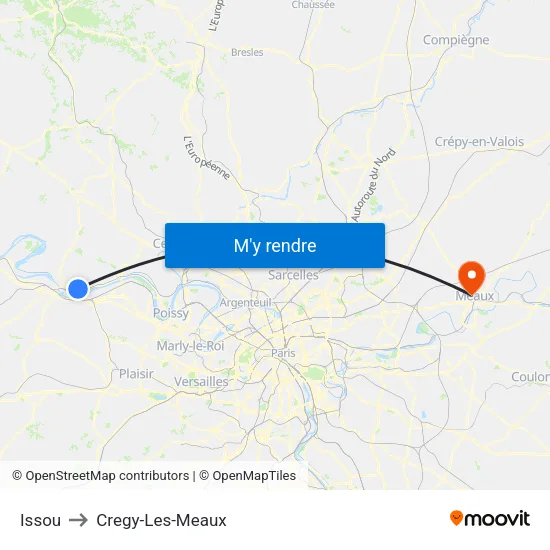 Issou to Cregy-Les-Meaux map