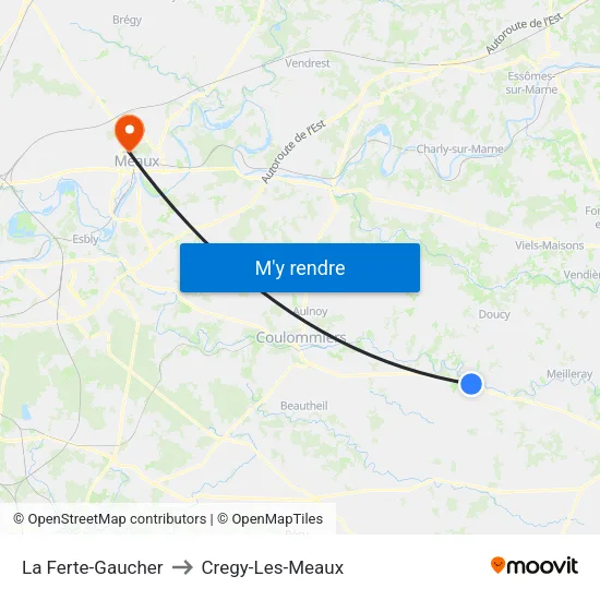 La Ferte-Gaucher to Cregy-Les-Meaux map