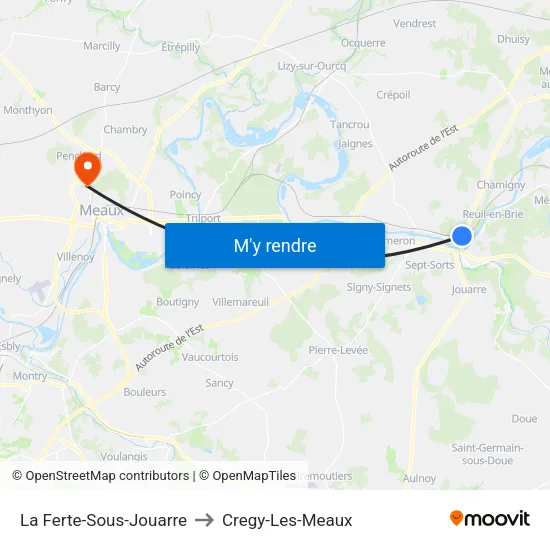 La Ferte-Sous-Jouarre to Cregy-Les-Meaux map