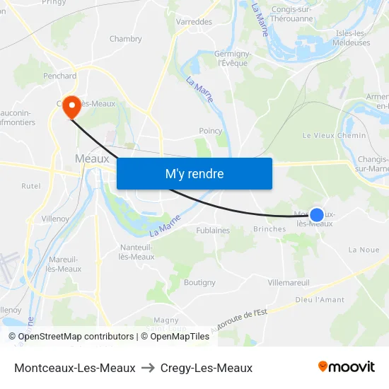 Montceaux-Les-Meaux to Cregy-Les-Meaux map
