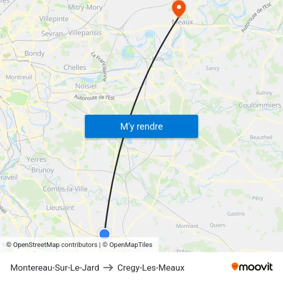 Montereau-Sur-Le-Jard to Cregy-Les-Meaux map