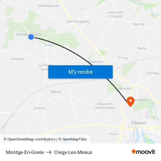 Montge-En-Goele to Cregy-Les-Meaux map