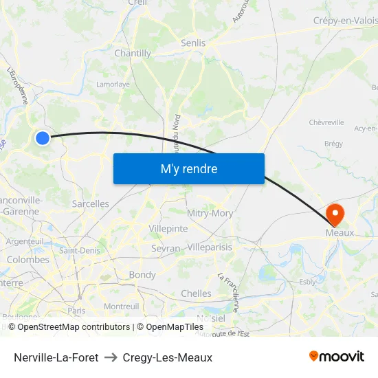 Nerville-La-Foret to Cregy-Les-Meaux map