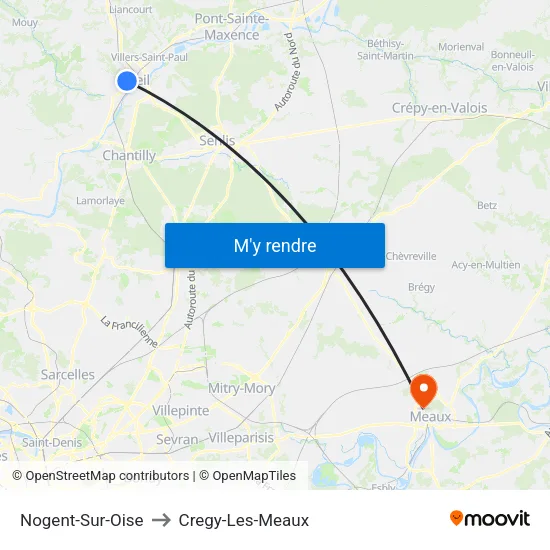 Nogent-Sur-Oise to Cregy-Les-Meaux map
