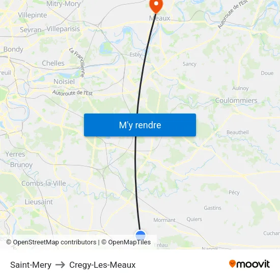 Saint-Mery to Cregy-Les-Meaux map