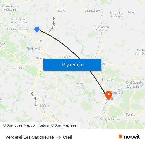 Verderel-Lès-Sauqueuse to Creil map