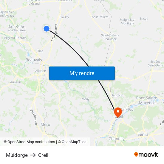 Muidorge to Creil map