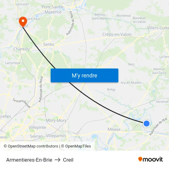 Armentieres-En-Brie to Creil map