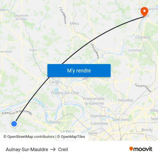 Aulnay-Sur-Mauldre to Creil map