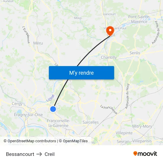 Bessancourt to Creil map