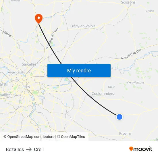Bezalles to Creil map